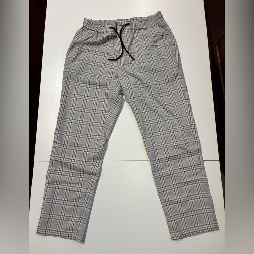 Topman Brown and Gray Plaid Pants
